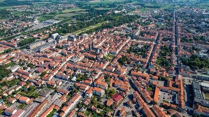 Aerial view around the old town of the city Luneville in France

