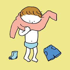 自分で服を着る子ども1