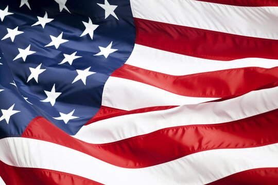 A close-up of the stars and stripes of the American flag, a symbol of freedom and unity