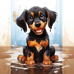 Cute Dog in cartoon style