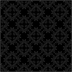 A repeat pattern of white dots on a black background. Simple texture for posters, sites, business cards, covers.