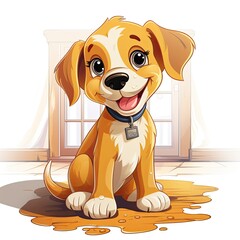Cute Dog in cartoon style on a white background