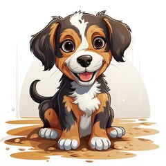 Cute Dog in cartoon style on a white background