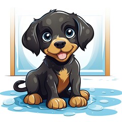 Cute Dog in cartoon style on a white background