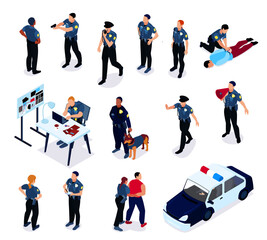Police Isometric Icons Collection
