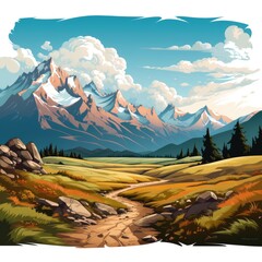 Towering Mountain in cartoon style