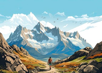 Towering Mountain in cartoon style