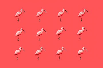 flamingo photo pattern on pink background