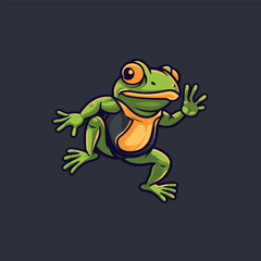 Frog mascot logo design template. Vector illustration of frog icon.
