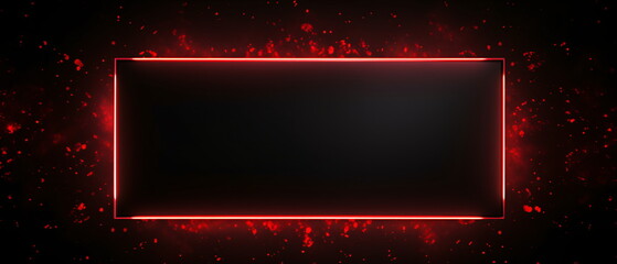 Obraz premium Black Friday web marketing Banner. Square rectangle picture frame with red neon color motion graphic on isolated black background with confetti. red light moving for overlay element. Generative ai
