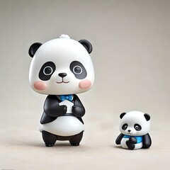 Cute small panda figurine 3D / Ai Generated wallpaper/background	