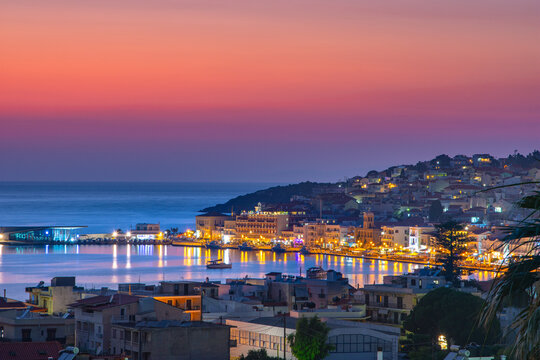View of Vathi the capital of Samos island, Greece.