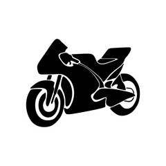Super bike motorcycle in black fill flat icon style. Sports motorbike vector illustration in unique shape. Editable graphic resources for many purposes.  