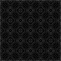 A repeat pattern of white dots on a black background. Simple texture for posters, sites, business cards, covers.