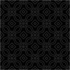 A repeat pattern of white dots on a black background. Simple texture for posters, sites, business cards, covers.