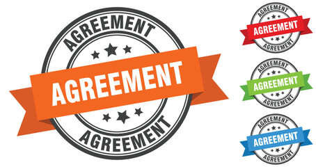agreement stamp. round band sign set. label