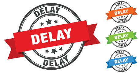 delay stamp. round band sign set. label