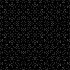 A repeat pattern of white dots on a black background. Simple texture for posters, sites, business cards, covers.