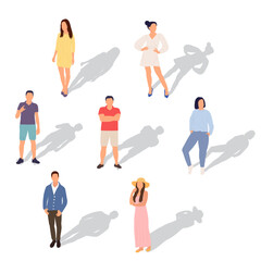 men and women in flat style on white background,vector