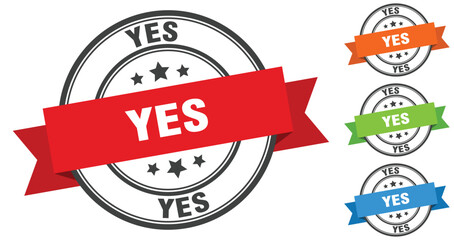 yes stamp. round band sign set. label
