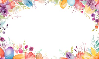 Obraz na płótnie Canvas colourful ornament spring frame background, Generative Ai