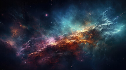 Breathtaking fantasy scene featuring a vibrant and ethereal nebula.