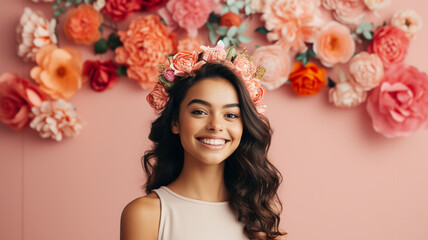 Pretty girl posing on her fifteenth birthday. Quinceañera (Quinceanera) celebration.