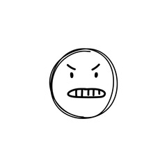 Doodle Emoji face icon. Hand drawn sketch style.