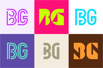 Set of letter BG logos. Abstract logos collection with letters. Geometrical abstract logos