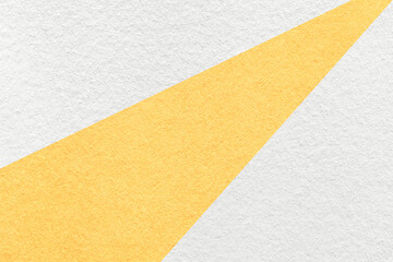 Fototapeta premium Texture of old craft white and yellow color paper background, macro. Structure of vintage abstract cardboard