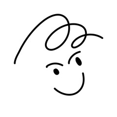 Hand drawn comic Face. Crayon drawing style.