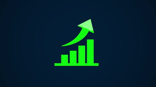 business growth graph with upward arrow investment logo animation