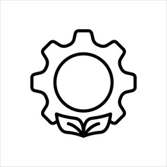 Leaf and gear. Eco industry icon concept isolated on white background.