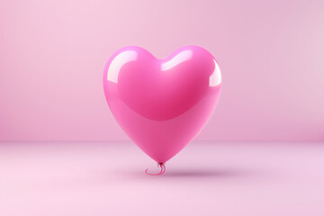 Love in the Air: A Delicate Pink Heart Balloon Soaring on a Dreamy Pink Canvas