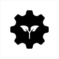 Leaf and gear. Eco industry icon concept isolated on white background.