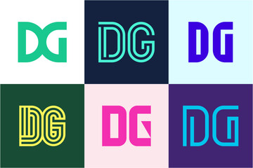 Set of letter DG logos. Abstract logos collection with letters. Geometrical abstract logos