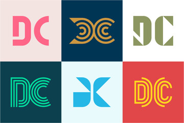 Set of letter DC logos. Abstract logos collection with letters. Geometrical abstract logos