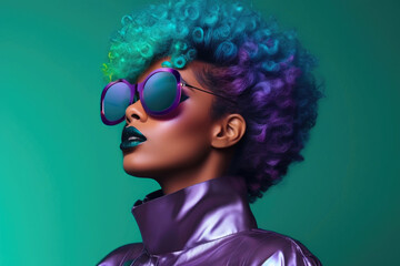 Electric Green Afro Hair in Futuristic Glory