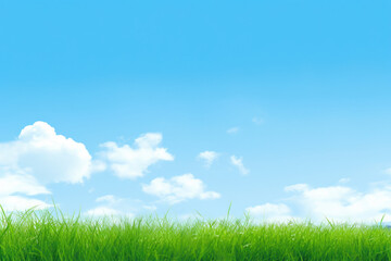 Fototapeta na wymiar Idyllic Green Meadow Under Azure Sky