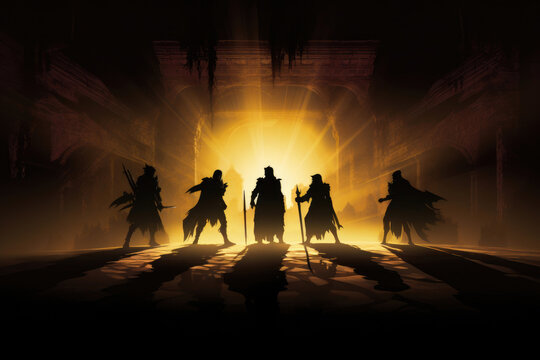 Forgotten Realms Explorers: Silhouetted Party with Radiant Aura