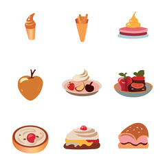 Set of different types of food on white background.