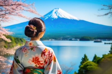 Japanese Kimono Fashion by the Fuji Peak