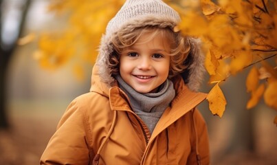Cute kid in autumn park