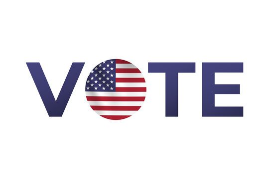 USA vote 2024 text design with flag, Election day. USA president voting 2024. Transparent background.