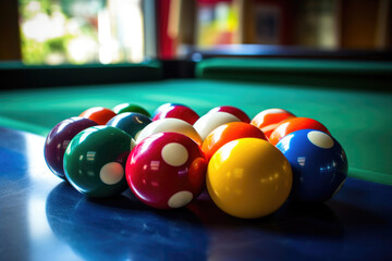 Billiards Game Equipment on Felt