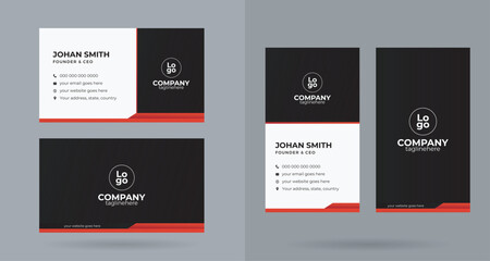 clean simple business card design with horizontal and vertical 
