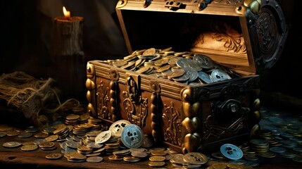 treasure chest with gold coins
