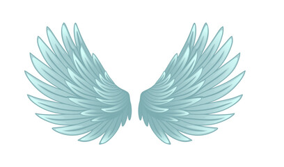 Magic beautiful angel fairy wings cartoon style vector illustration isolated on white background