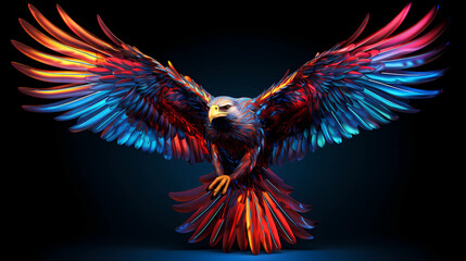 Colorful Eagle flying with open wings - obrazy, fototapety, plakaty