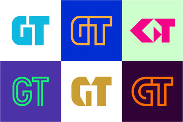 Obraz premium Set of letter GT logos. Abstract logos collection with letters. Geometrical abstract logos